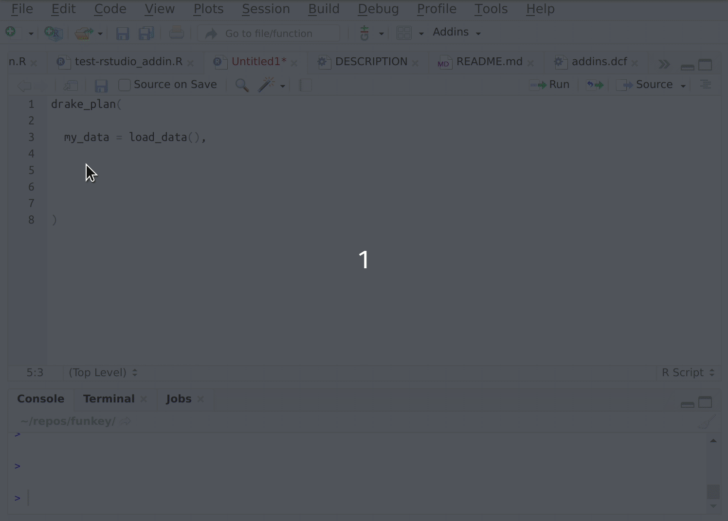 {fnmate} in use in RStudio